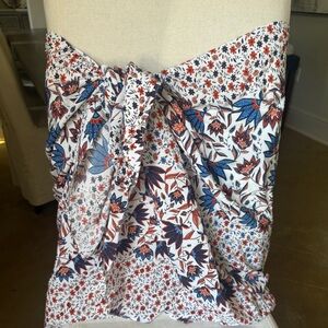 Seafolly Blue and White Swim Coverup with Floral Design